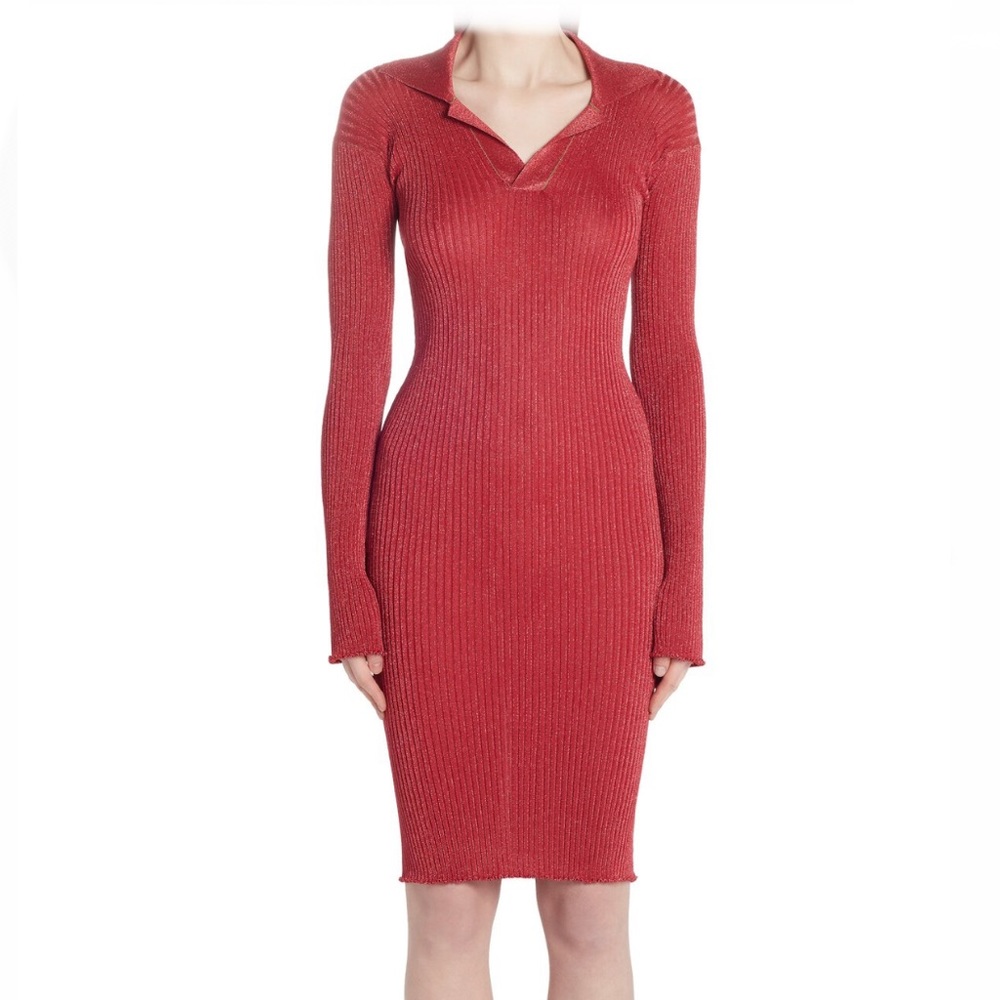Bottega Veneta Metallic Ribbed-knit Midi Dress - Picture 2 of 6